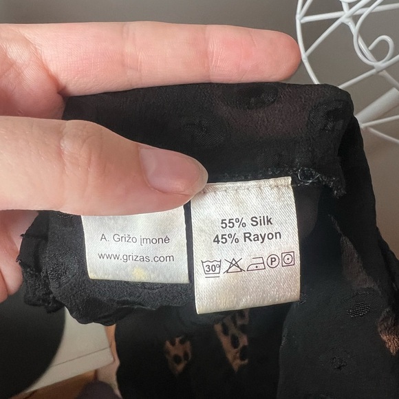 GRIZAS Black Silk Lagenlook Textured 3/4 Sleeve Rayon Scoop Tunic Dress Size S - Picture 3 of 4